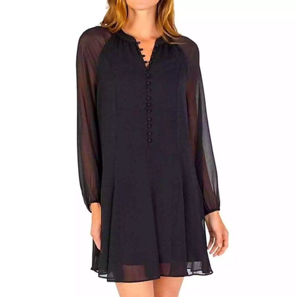 Joie Limited Edition Black Caviar Balloon Sleeve Mini Dress Size XXL